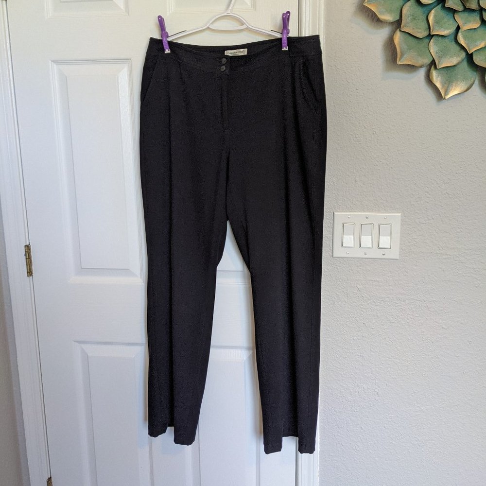 VINTAGE NWOT, Black COLDWATER CREEK Soft, Fluid Work Pants, 14, Straight Legs